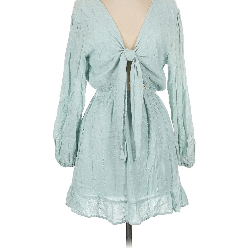 Light Blue Tie-Front Dress